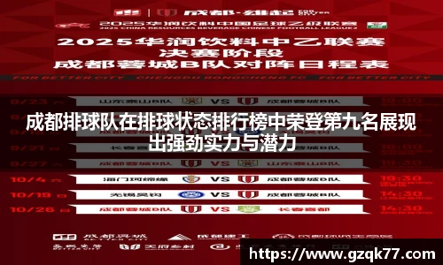 成都排球队在排球状态排行榜中荣登第九名展现出强劲实力与潜力